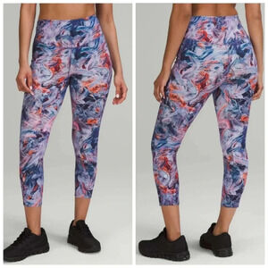 Lululemon Womens Size 10 Base Pace High Rise Crop Leggings Atmospheric Multi